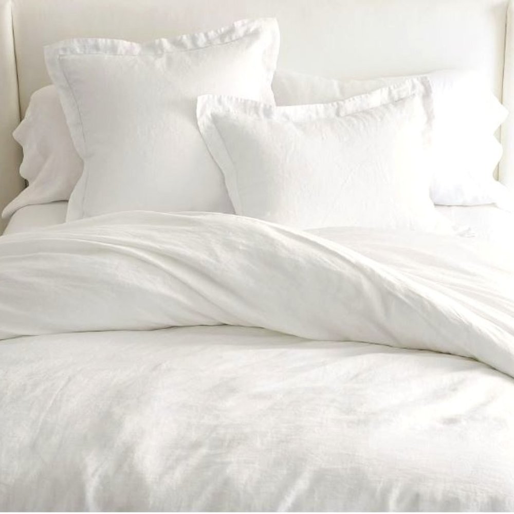 POTTERY BARN Belgian Flax Linen Duvet Color/Winter White / Size: CALIFORNIA KING